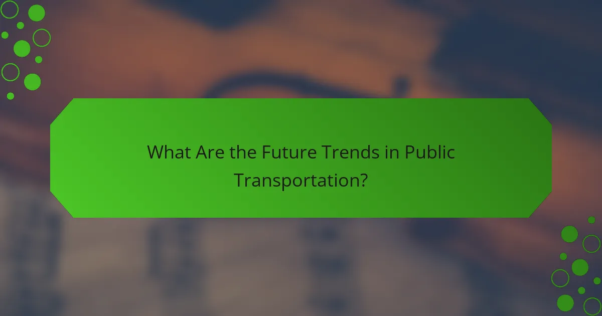 What Are the Future Trends in Public Transportation?