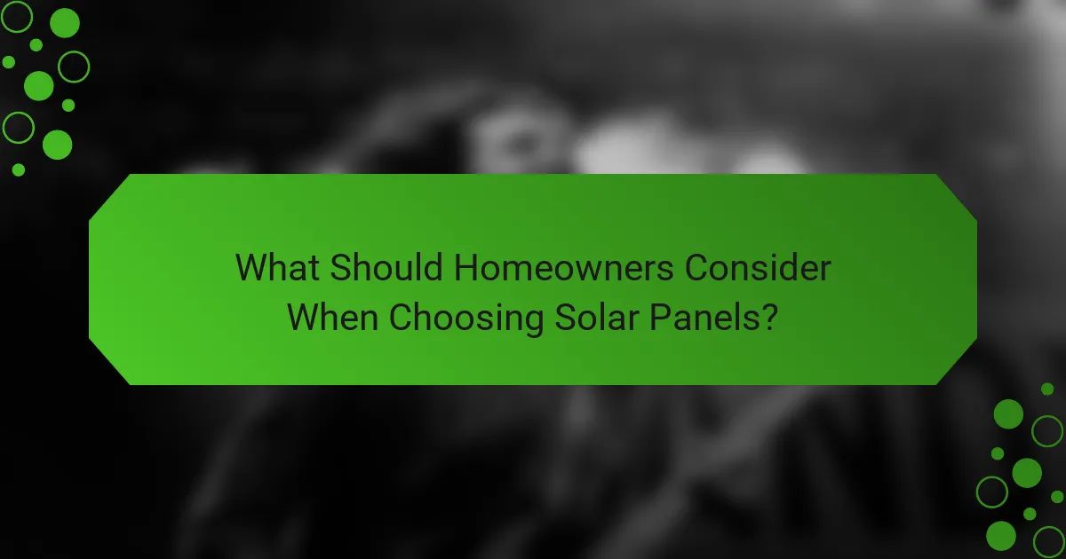 What Should Homeowners Consider When Choosing Solar Panels?